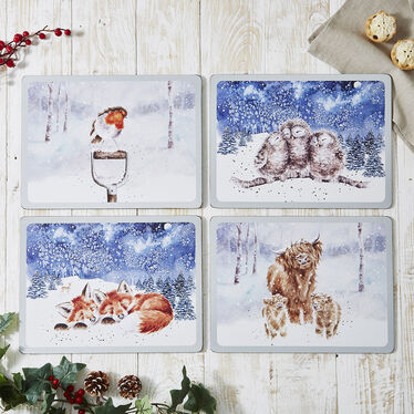 Wrendale Designs Wrendale Placemats - Winter Skies Set of 4 (L) Wrendale Designs Wrendale Placemats - Winter Skies Set of 4 (L)